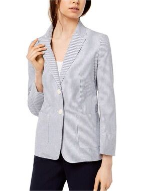 MaxMara Sailor Pinstriped Button Cotton Nautical Blazer